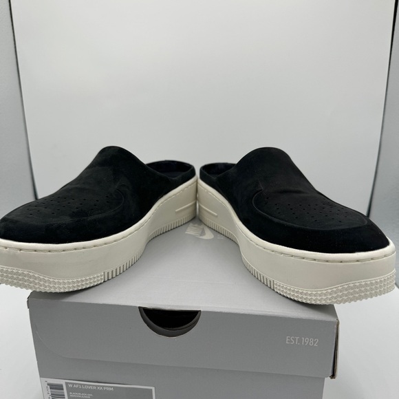 NWT Nike Air Force 1 Lover XX Black Suede Leather Slip On Mule Platform Sneakers - Picture 11 of 16